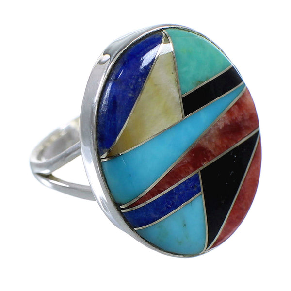 Multicolor Genuine Sterling Silver Southwestern Ring Size 5-1/4 VX58844